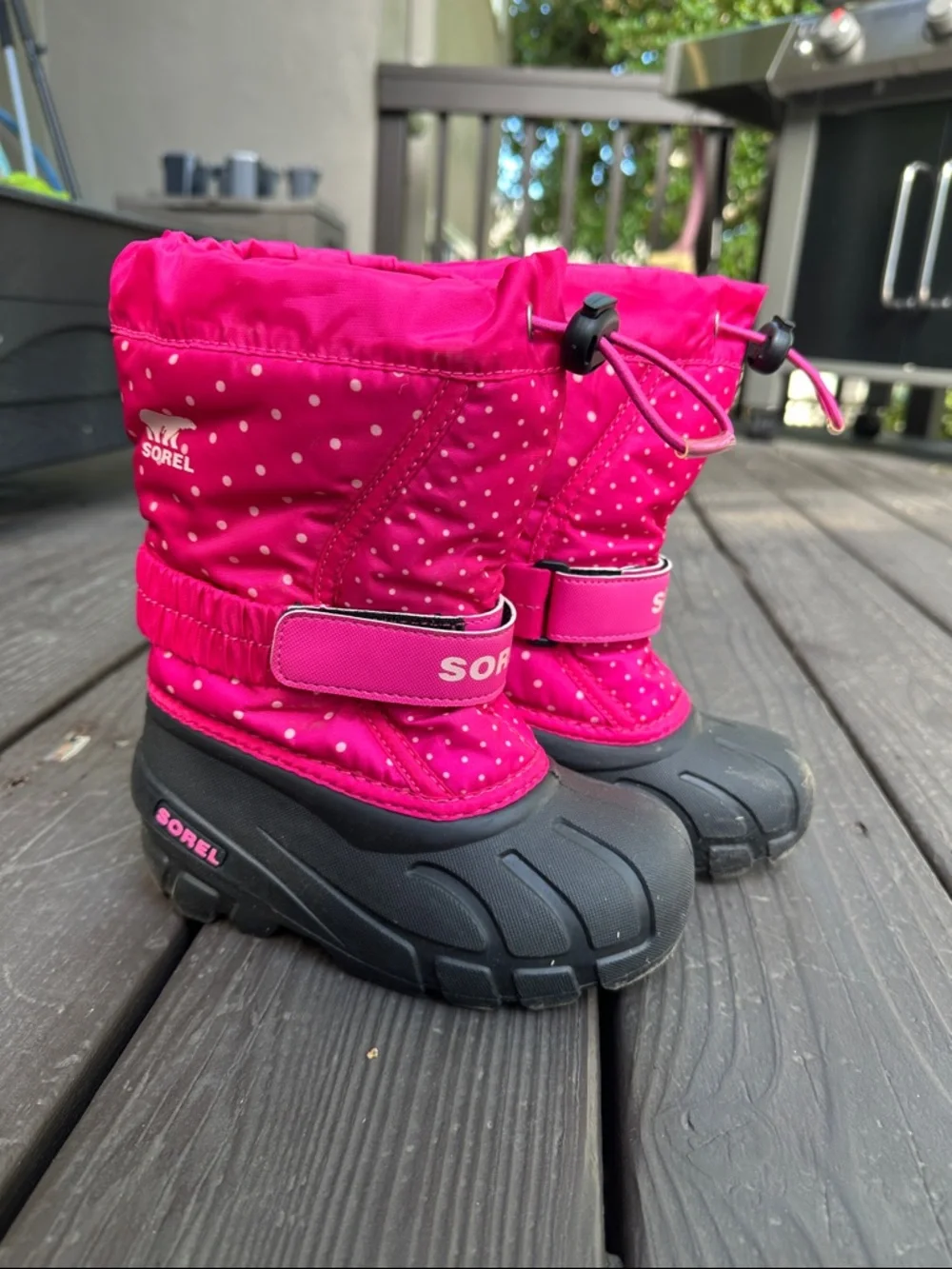 Sorel Flurry Toddler Snow Boots - Size 10 - Pink with White Polka Dots